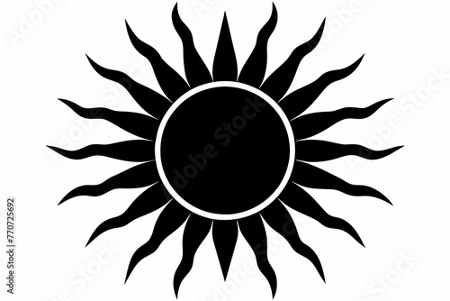 Simple sun silhouette black vector illustration