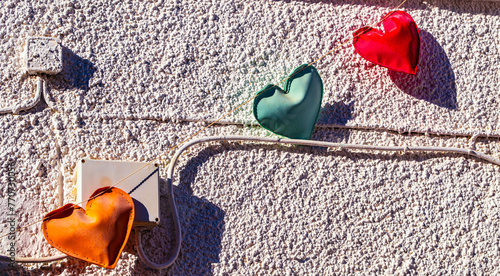 Hearts decorate the street on Valentine's Day