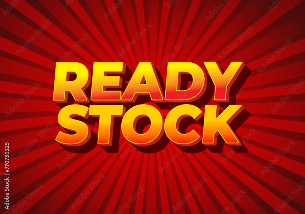 Ready stock. Text effect in 3 dimension style in yellow red color Ready stock. Text effect in 3 dimension style in yellow red color