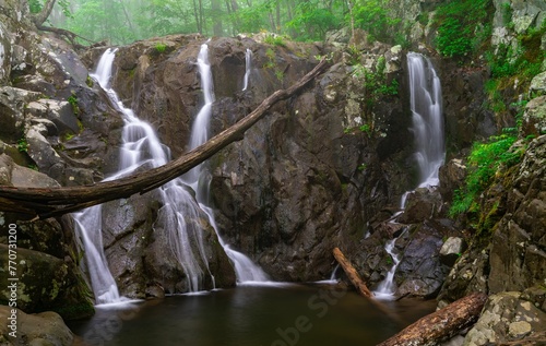 Stunning landscape featuring a powerful waterfall cascading down in Shenandoah National Park  VA