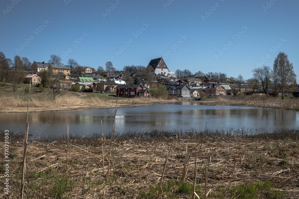 a small lake is in the middle of a small field a small lake is in the middle of a small field