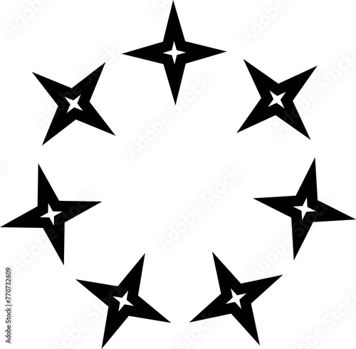 Star round decorative border frames. Design element  ornament