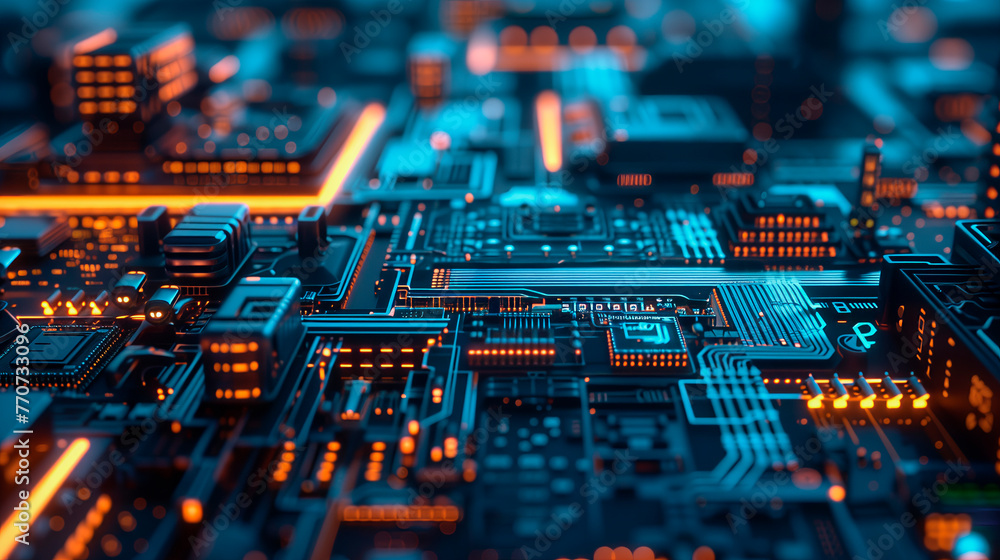 Obraz premium world technologies. Modern board with microchips