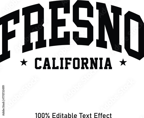 Fresno text effect vector. Editable college t-shirt design printable text effect vector photo