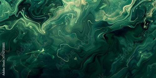 Abstract background, organic, flowing, deep forest green background  © Nica