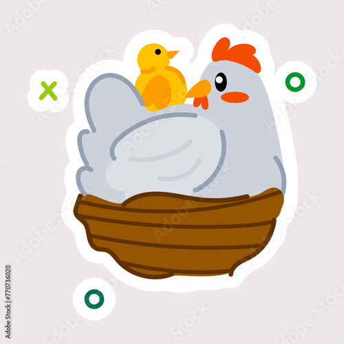 Cute flat sticker of a chicken coop 