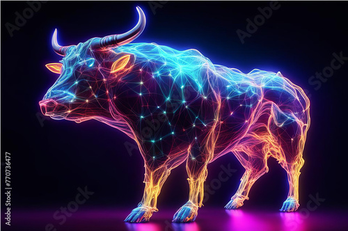 Cosmic neon bull. AI © IM_VISUAL_ARTIST