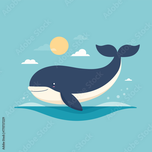 Cute adorable whale cartoon illustration vector design for kids