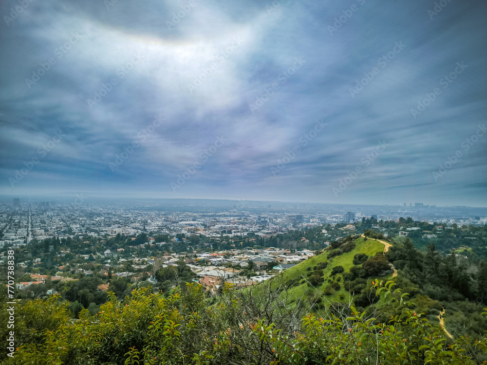 Obraz premium Panorama des collines d'Hollywood et vue de la ville de Los Angeles Californie, États-Unis