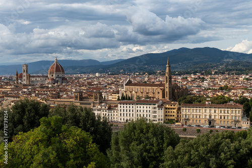 The Duomo Cathedral and the skyline of Florence, Italy, viewed from the Michelangelo overlook.  © Yehoshua Halevi