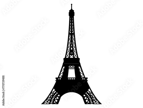 Eiffel tower silhouette vector art white background