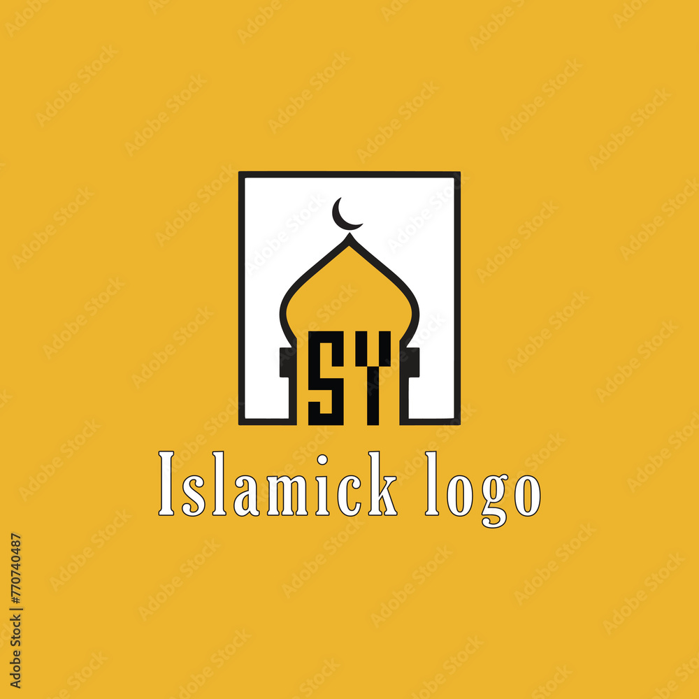 SY initial monogram for islamic logo with mosque icon design