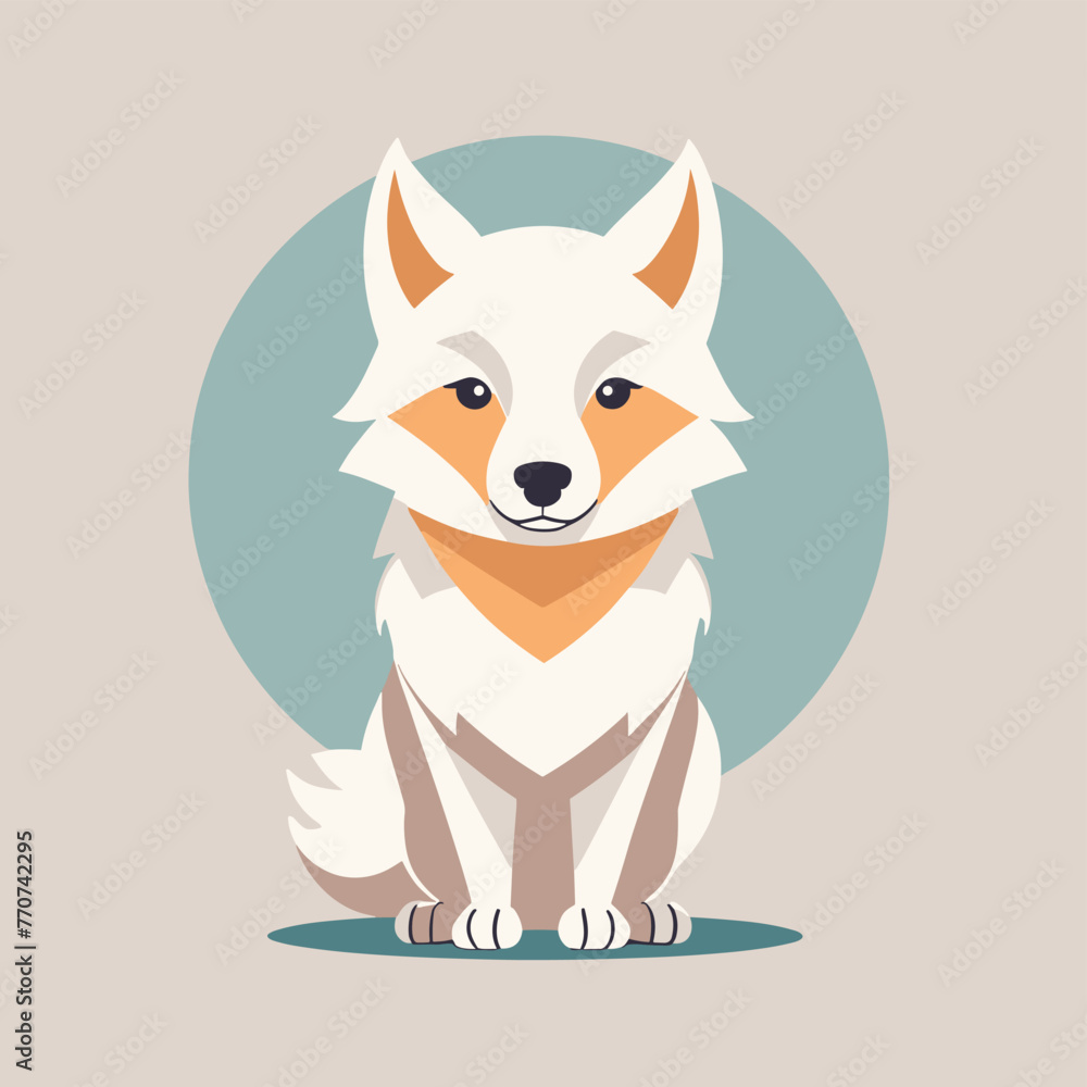 Obraz premium Cute grey wolf cartoon flat style vector illustration