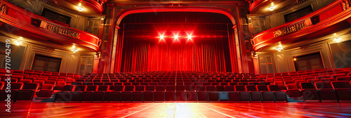 Theaters Red Velvet Elegance, Setting the Scene for Dramatic Performances and Engaging Artistic Shows