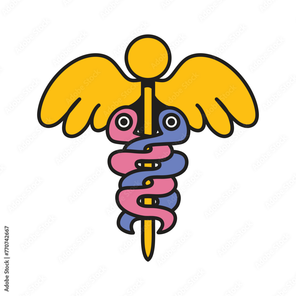 Caduceus vector art illustration good for health theme logo, sticker etc Caduceus vector art illustration good for health theme logo, sticker etc