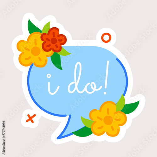 Wedding message flat style sticker 