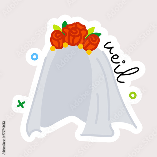 Latest flat sticker of bridal veil 