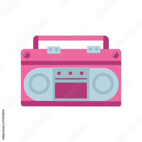 A 90 cassete music player, lady's beauty things for girls, illustration a white background. Pinkcore. oldschool player