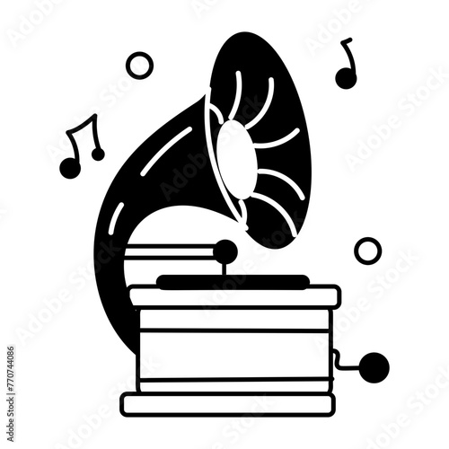 An appealing glyph sticker of gramophone music 