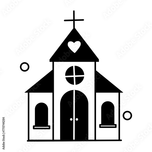 Beautifully designed glyph sticker of church 