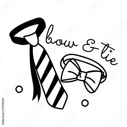 Easy to use glyph sticker showing neckwear accessories  