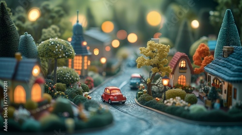 Miniature cars figurines in city settings, telling a story or evoking a sense of nostalgia.