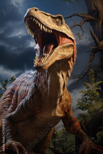 Close-up view of a prehistoric dinosaur. Photorealistic. © rabbit75_fot