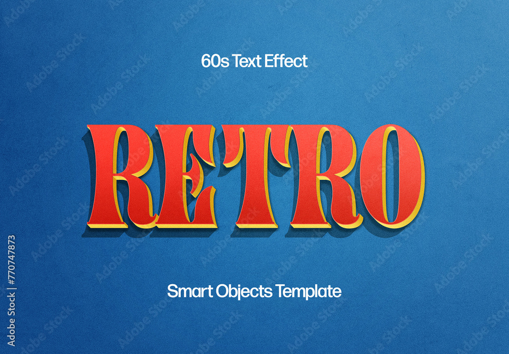 60s Retro Text Effect Mockup Stock Template | Adobe Stock