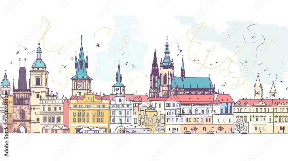 Artistic illustration of Prague city. Czech Republic in Europe.