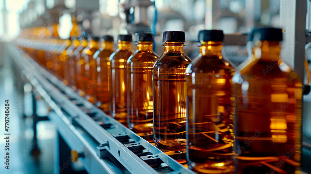 bottles in the factory industry. selective focus. bottles in the factory industry. selective focus.