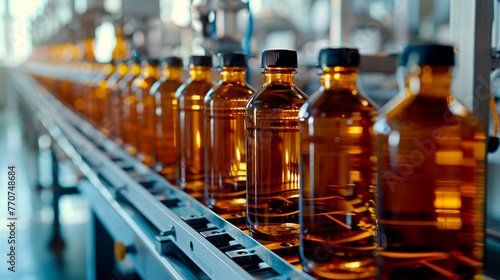 bottles in the factory industry. selective focus.