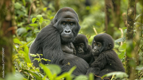 Gorilla family in jungle © outdoorsman