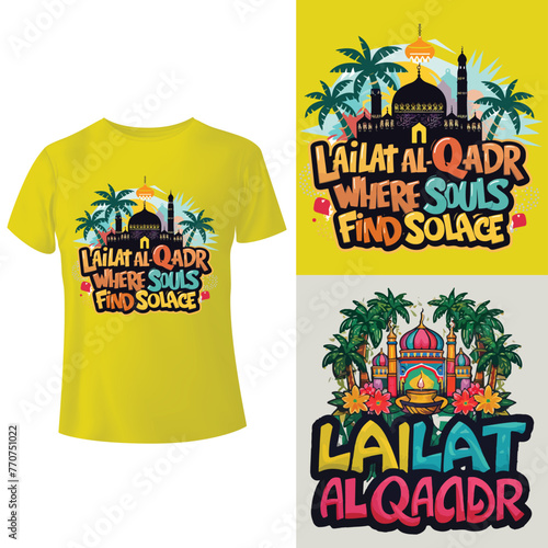 Lailat al-Qadr Where Souls Find Solace T-shirt Design Template photo
