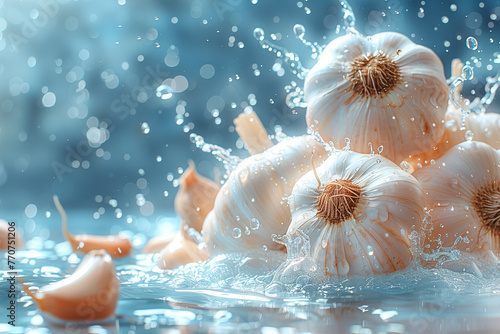 Garlic Pile Being Tossed in Water