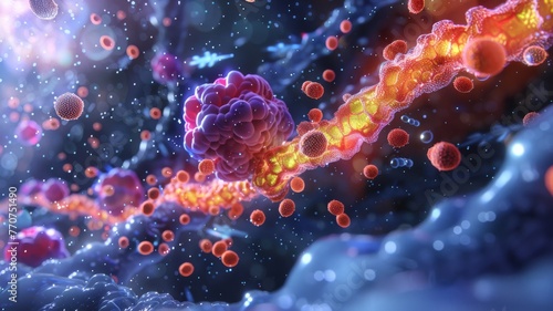 Insulin molecules interacting with cell receptors © FoxGrafy