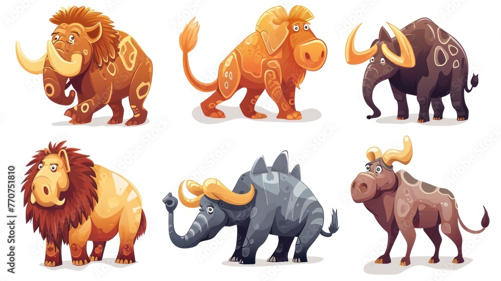 Fototapeta premium Vector illustration of prehistoric animals cartoon on white background.