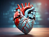 Default Human heart anatomy on DNA scientific background 3d illustration 