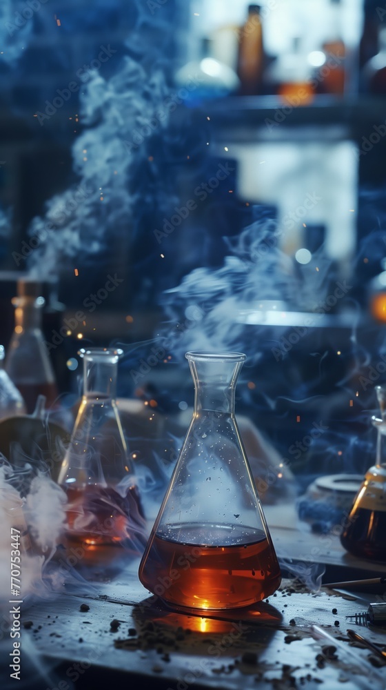 Dark Atmospheric Laboratory with Smoking Flasks Dark Atmospheric Laboratory with Smoking Flasks