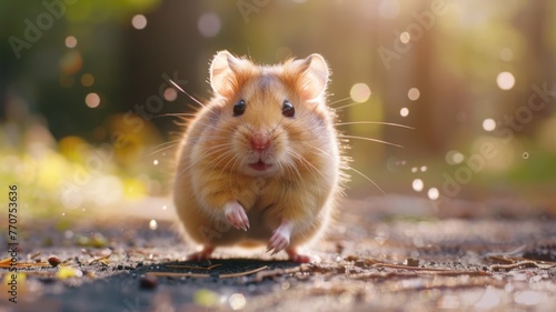 A hamster running endlessly in its wheel, tireless athlete © FoxGrafy