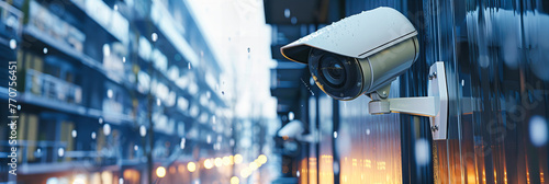 Urban Surveillance Network with a CCTV Camera, Providing Security and Monitoring in a City Park, Emphasizing Public Safety Measures