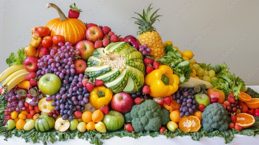 colorful food art ,vegetables, fruits, eggs, delicious foods, 16:9