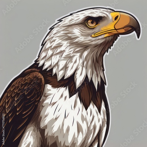 Print ready vector t-shirt design, illustration a cute eagle, sticker, clean white background photo