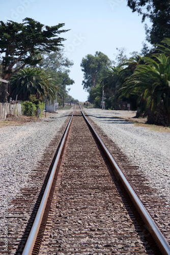 Single line railroad tracks in California