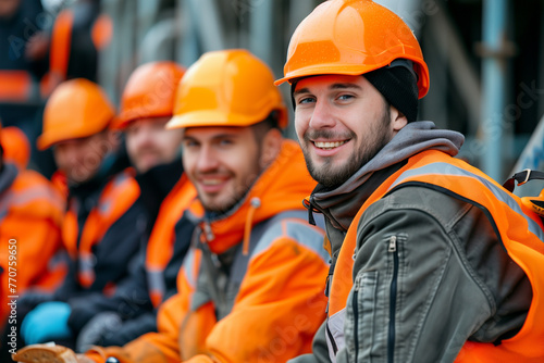 Group of Men in Orange Safety Gear