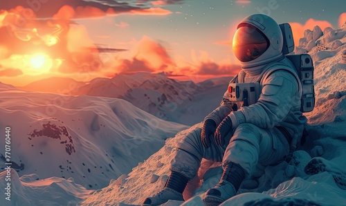 "Solitary Astronaut: Contemplating the Cosmic Horizon"