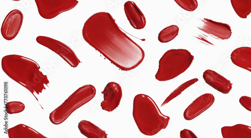 Smeared Smudged lipsticks and lipgloss isolated on white backgroundcolor samples on white	 photo
