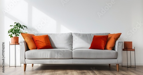 Spacious Living Room Design with Inviting Couch and Cheerful Pillow Accents © TOTO
