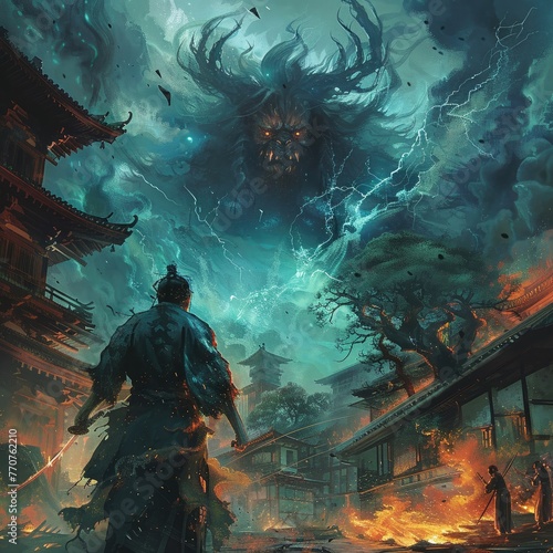 Amidst the chaos of battle the Oni-Slaying Order confronts a powerful demonic warlord