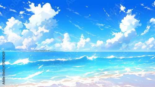 夏の海の風景画像