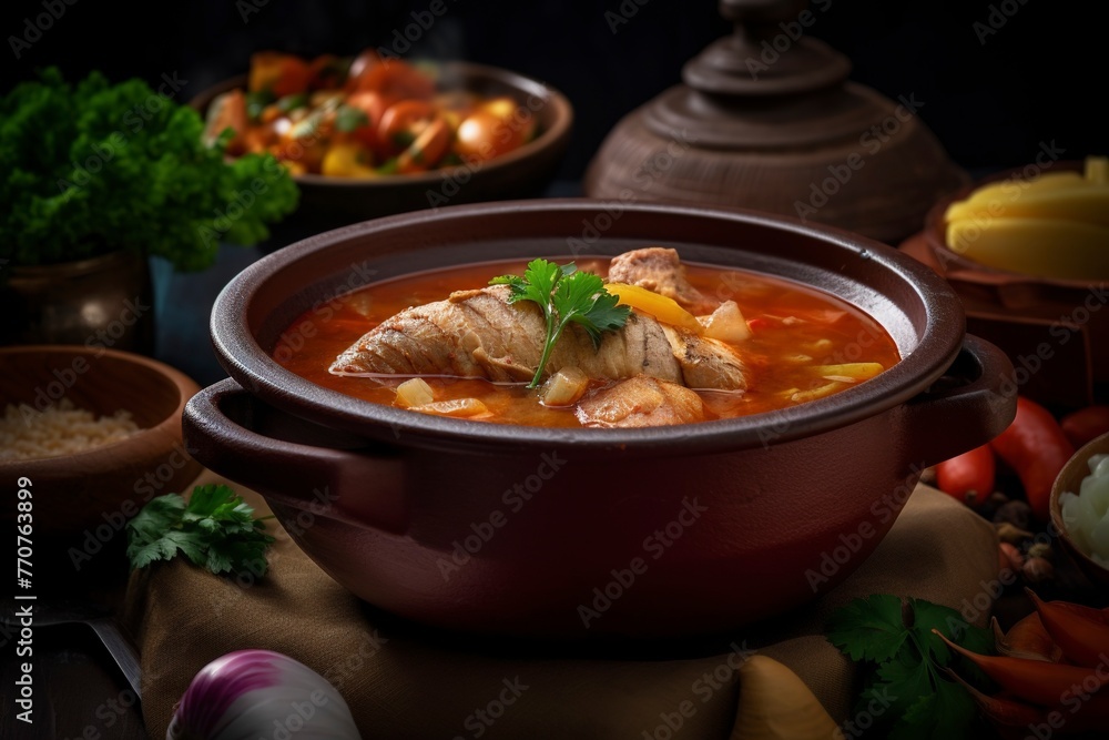 Delicious encebollado fish stew from Ecuador traditional food national dish